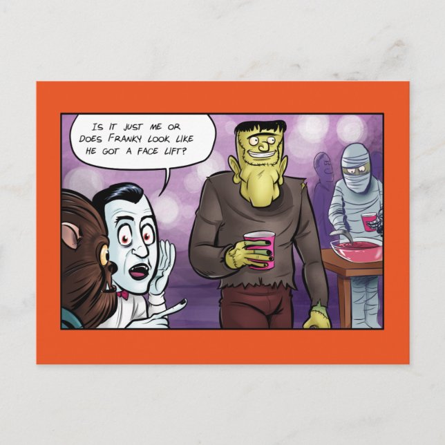 Carte Postale Halloween Lift face de Franky (Devant)