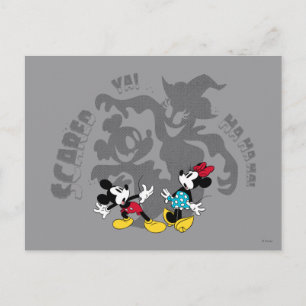 Carte Postale Halloween Mickey et Minnie - Scared Ya !