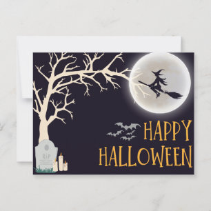 Carte postale Halloween minimaliste noir