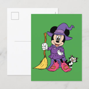 Carte Postale Halloween Minnie habillée en sorcière mignonne