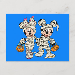 Carte Postale Halloween Mummy Mickey & Minnie
