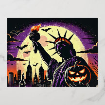 Carte postale Halloween New York | Statue de la Li