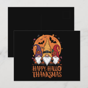 Carte Postale Halloween Noël Joyeux HalloMerciMas Gnomes