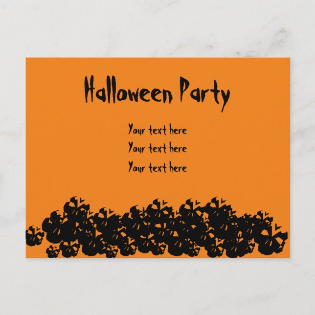 Carte Postale Halloween Party orange crânes noirs drôle personna (Devant)