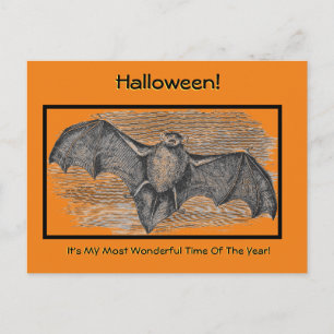 CARTE POSTALE HALLOWEEN, PEUR BAT/MON TEMPS PRÉFÉRÉ DE L'ANNÉE P