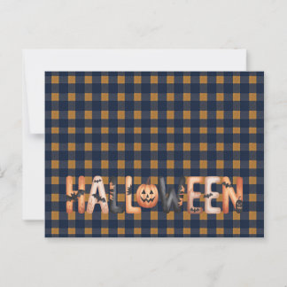 Carte Postale Halloween Plaid Pumpkin Greeting