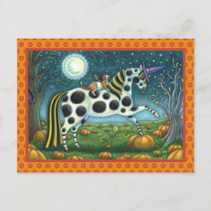 Carte Postale HALLOWEEN PONY ET CHAT CHAT CHAT Cheval Whimsical