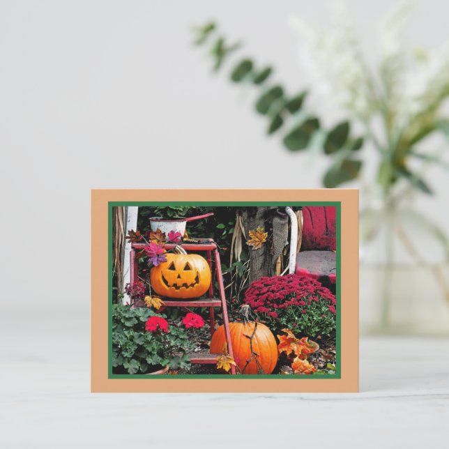 CARTE POSTALE HALLOWEEN POSTCARD/CITROUILLE SOURIANT/HAPPY HALLO (Debout devant)