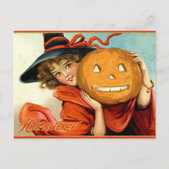 Carte postale Halloween pour Citrouille de sorcièr (Devant)