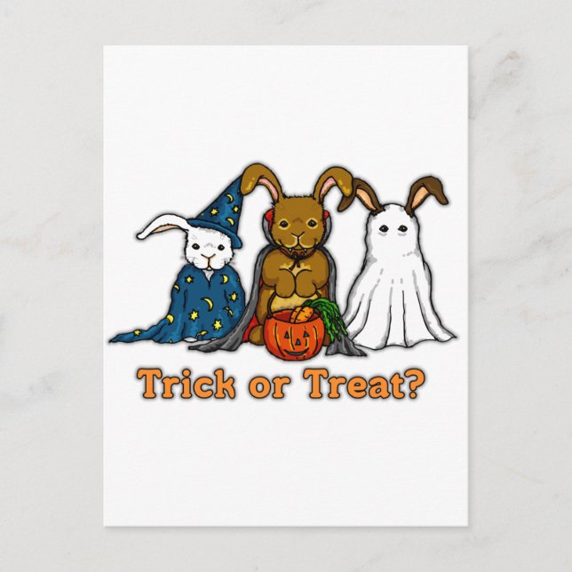 Carte Postale Halloween Rabbits Trick ou le traitement (Devant)