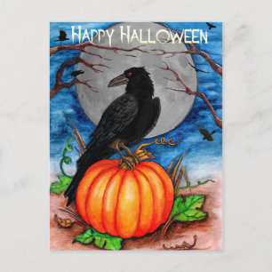 Carte Postale Halloween Raven