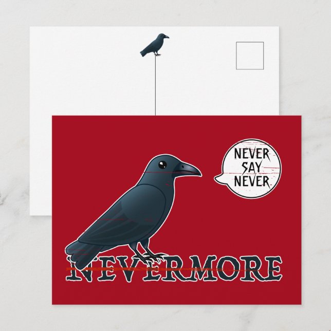 Carte Postale Halloween Raven : Ne jamais dire jamais (pas E.A.  (Devant / Derrière)