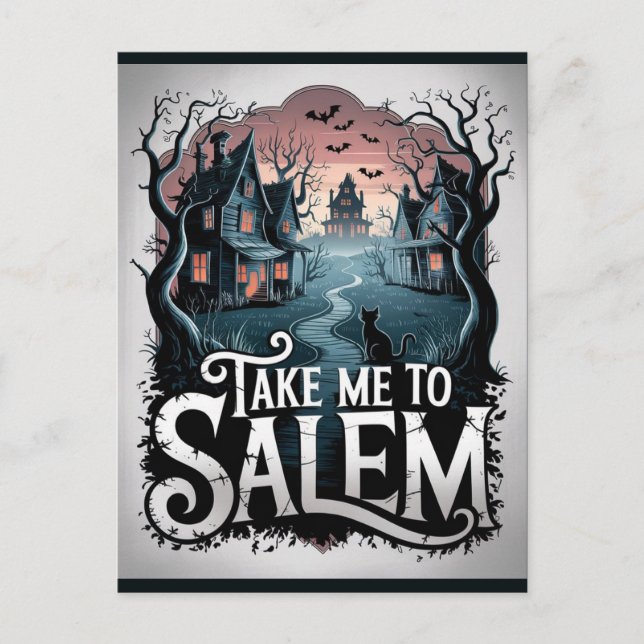 Carte Postale Halloween Salem Massachusetts Witch Lover Éffrayan (Devant)