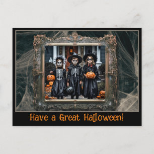 Carte Postale Halloween Salutations Vintage Spiderweb Frame phot