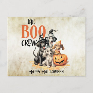 Carte Postale Halloween Scary Boo Chiens d'équipage Orange Citro
