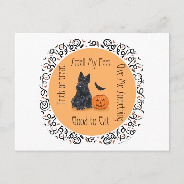 Carte Postale Halloween Scottish Terrier (Devant)