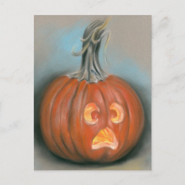 Carte Postale Halloween Screaming Jack O Lantern Pumpkin Pastel (Devant)