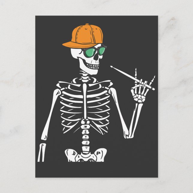 Carte Postale Halloween Skeleton Rock Main Jouer des tambours (Devant)