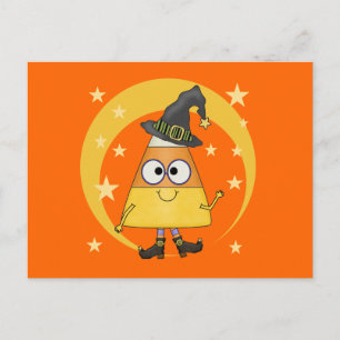 Carte Postale Halloween sorcière de maïs de bonbons