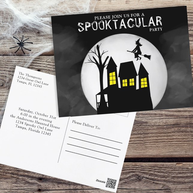 Carte Postale Halloween Spooktacular Éffrayant Haunted House Wit (Créateur téléchargé)