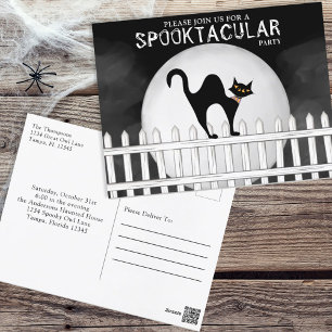 Carte Postale Halloween Spooktacular Éffrayant Whimsical Black C