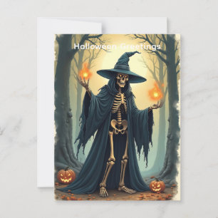 Carte Postale Halloween squelette classique Salutation Vintage