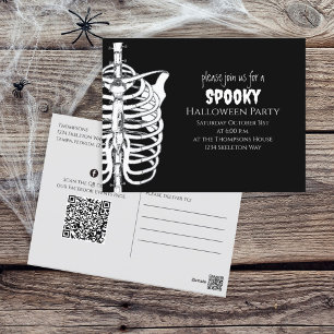 Carte Postale Halloween squelette Éffrayant QR Code médias socia