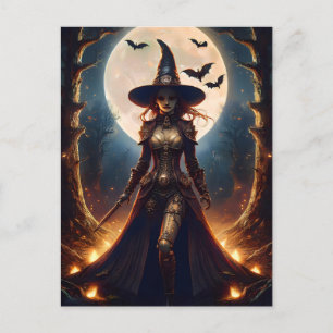 Carte Postale Halloween Steampunk Forest Witch