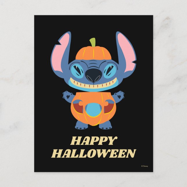 Carte Postale Halloween Stitch Citrouille (Devant)