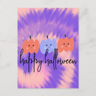 Carte Postale Halloween Tie Dye Citrouille main tirée