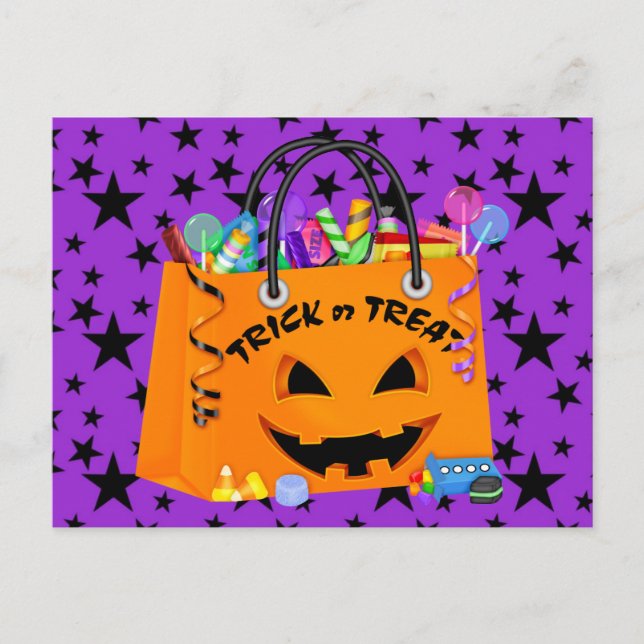 Carte postale Halloween Trick ou Treat Invitation (Devant)