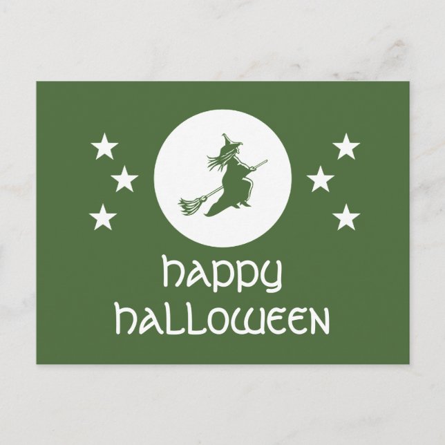 Carte postale Halloween, verte (Devant)
