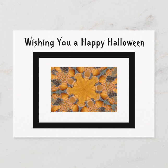 Carte Postale Halloween veut Citrouille orange Kaleidoscope noir (Devant)