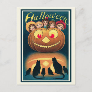Carte Postale Halloween victorien vintage Éffrayant Jack oLanter