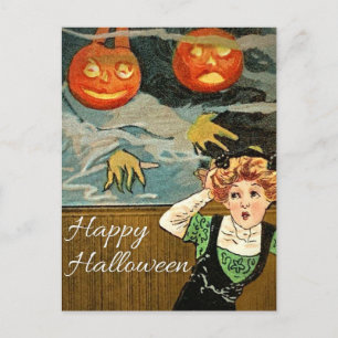 Carte postale Halloween Vintage pour les femmes et