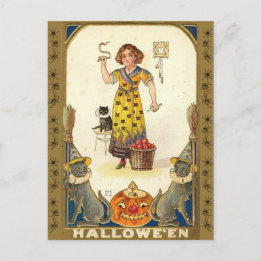 Carte Postale Halloween Vintage prêtesse serpent