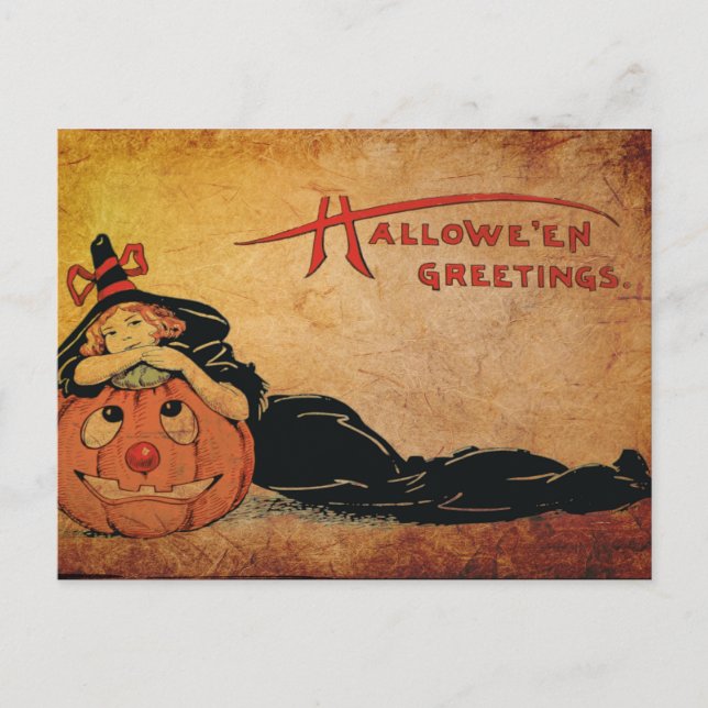 Carte postale Halloween vintage : Soirée enchanter (Devant)