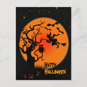 Carte Postale Halloween Witch And Owl Halloween