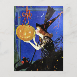 Carte Postale  Halloween Witch Art Vintage 