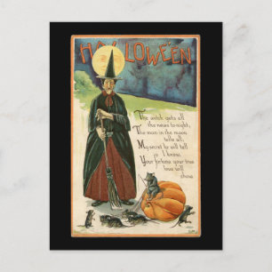 Carte Postale Halloween Witch Vintage