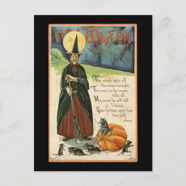Carte Postale Halloween Witch Vintage (Devant)