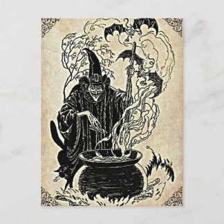 Carte Postale Halloween Witches Cauldron