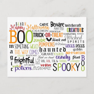 Carte postale Halloween Words Fun Typographie