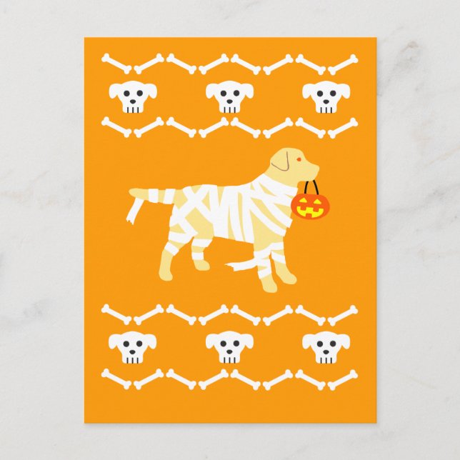Carte postale Halloween Yellow Labrador Mumy (Devant)