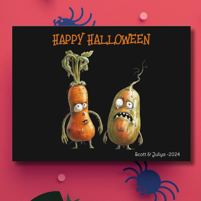 Carte Postale Halloween Zombie veggie noir (Créateur téléchargé)