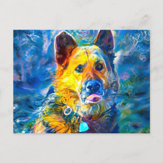 Carte Postale Halo : Portrait d'un berger allemand