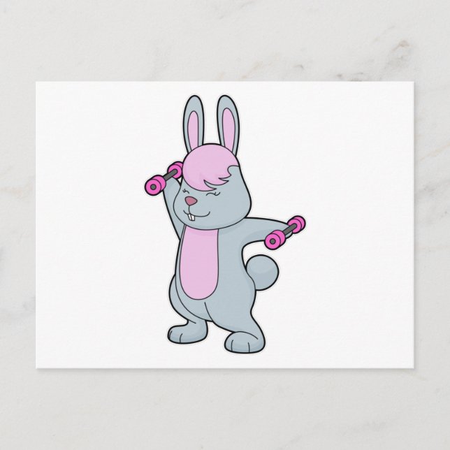 Carte Postale Haltère Bunny Fitness (Devant)