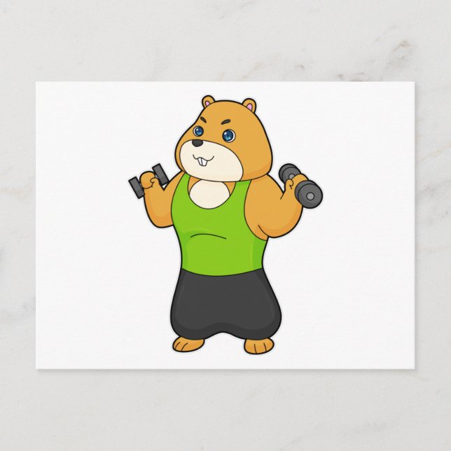 Carte Postale Haltère de fitness pour hamster (Devant)
