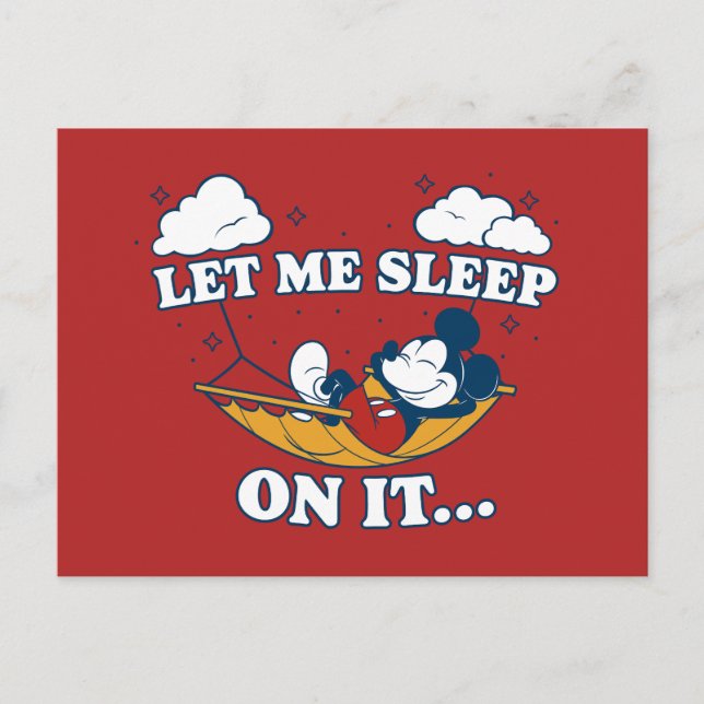 Carte Postale Hamac de Mickey Mouse "Laissez-moi dormir dessus…" (Devant)
