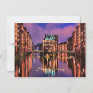 Carte Postale Hambourg, Allemagne à la nuit